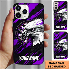 Maxcorners Darts Phonecase Bald Eagle Dartboard Purple Black Graphic Design Personalized Name 3D Phone Case