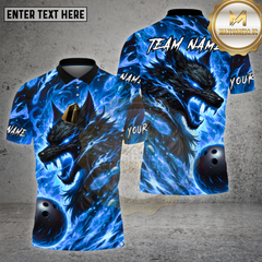 Maxcorners Bowling Fire Wolf Flame Art Design Multi Options Personalized Name Team Name 3D Shirt
