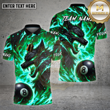 Maxcorners Billiards Fire Wolf Flame Art Design Multi Options Personalized Name Team Name 3D Shirt