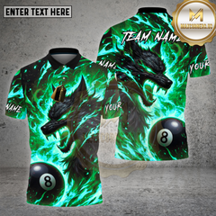 Maxcorners Billiards Fire Wolf Flame Art Design Multi Options Personalized Name Team Name 3D Shirt