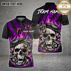 Maxcorners Billiards Shirt Skull Snake Flame 8 Ball Gothic Fire Multioptions Personalized Name, Team Name Unisex 3D Shirt