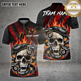 Maxcorners Billiards Shirt Skull Snake Flame 8 Ball Gothic Fire Multioptions Personalized Name, Team Name Unisex 3D Shirt