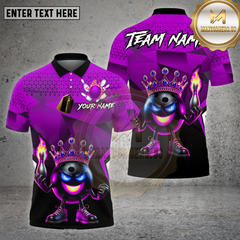 Maxcorners Bowling Shirt King Flame Geometric Crown Ball Multioptions Personalized Name, Team Name Unisex 3D Shirt