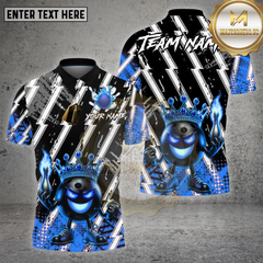 Maxcorners Bowling Shirt Lightning Strike Black White Crown Ball Multioptions Personalized Name, Team Name Unisex 3D Shirt
