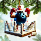Maxcorners Blue Custom Name Bowling Ornament, Bowling Christmas Gift Decoration MT1611