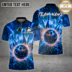 Maxcorners Bowling Neon Cyberpunk Lightning Strike Graphic Multi Options Personalized Name, Team Name 3D Shirt