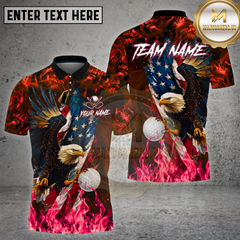 Maxcorners Golf American Eagle Patriotic Flame Art Multi Options Personalized Name, Team Name 3D Shirt