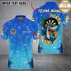 Maxcorners Darts Angry Shark With Underwater Bubble Effect Personalized Name 3D Unisex Shirt