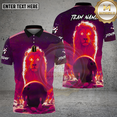Maxcorners Bowling Neon Lion Cosmic Glow Design Multi Options Personalized Name Team Name 3D Shirt