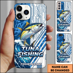 Maxcorners Tuna Fishing Phone Case Circuit Board Tech Blue Sport Design Personalized Name Phone Case