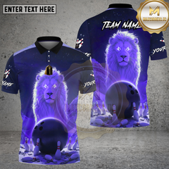 Maxcorners Bowling Neon Lion Cosmic Glow Design Multi Options Personalized Name Team Name 3D Shirt