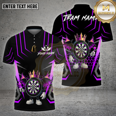 Maxcorners Dartboard King Flame Wings Black Design Multicolor Options Personalized Name, Team Name Unisex 3D Shirt