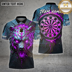 Maxcorners Dartboard Fire Bear Head Cracked Stone Effect Multicolor Options Personalized Name, Team Name Unisex 3D Shirt