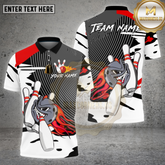 Maxcorners Bowling Angry Ball & Pins Explosion White Black Design Multicolor Options Personalized Name, Team Name Unisex 3D Shirt