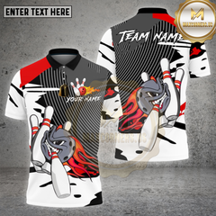 Maxcorners Bowling Angry Ball & Pins Explosion White Black Design Multicolor Options Personalized Name, Team Name Unisex 3D Shirt