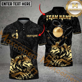 Maxcorners Bowling Wolf Strike Gold Fury Multicolor Options Personalized Name, Team Name 3D Shirt (4 Colors)