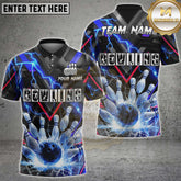 Maxcorners Lightning Bowling Strike Electric Energy Graphic Multi Options Personalized Name, Team Name 3D Shirt (4 Colors)