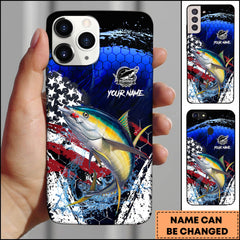 Maxcorners Tuna USA Flag Honeycomb Blue Red Splash Art Personalized Name Phone Case