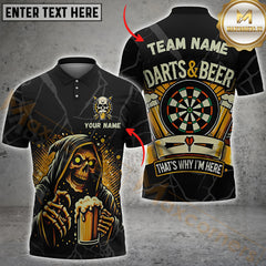 Maxcorners Darts Skull Beer Customized Name, Team Name 3D Shirt