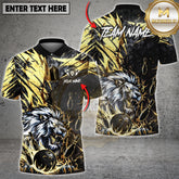 Maxcorners Bowling Lion Power Strike Golden Black Multicolor Options Personalized Name, Team Name 3D Shirt (4 Colors)