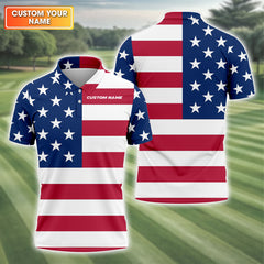 Maxcorners Custom Flag Golf Shirt, Golfing Apparel, Patriotic Golf Shirts, Mens Golf Gift