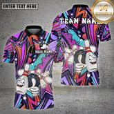 Maxcorners Bowling Shirt Colorful Cartoon Bowling Pins Graffiti Neon Style Personalized Name, Team Name 3D Shirt (4 Colors)