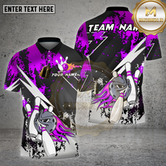 Maxcorners Bowling Shirt Fire Bowling Ball Silver Black Flame Strikes Style Personalized Team Name Jersey (4 Colors)