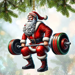 Maxcorners Custom Name Gym Work Out Santa Ornament, Gymnastics Christmas Gift8 2D Flat LM2211