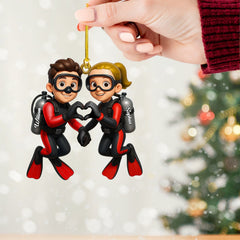 Maxcorners Diving Couple Home Decor, Christmas Ornament, Personalized Ornament 9 2D Flat LM2111