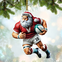 Maxcorners Custom Name Rugby Football Santa Ornament, Rugby Football Lover Christmas Gift 2D Flat LM2211