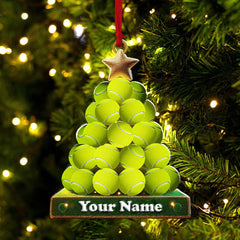 Maxcorners Tennis Ball Tree Christmas Ornament, Personalized Ornament4 2D Flat LM2211