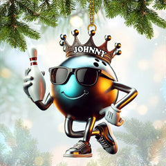 Maxcorners Custom Name Bowling Christmas Ornament, Bowling Lover Christmas Gift4 2D Flat LM2111