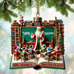 Maxcorners Custom Name Teacher Ornament, Teacher Christmas Decoration 2D Flat LM2111