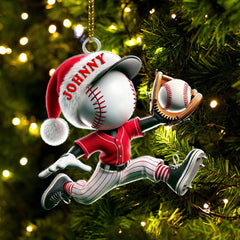 Maxcorners Custom Name Baseball Ornament, Christmas Gift for Baseball Lover52 2D Flat LM2111
