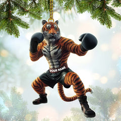 Maxcorners Custom Name Tiger Boxing Ornament, Boxing Christmas Gift 2D Flat LM2111