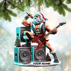 Maxcorners Custom Name Santa Rock Ornament, Music Lover Christmas Gift 2D Flat LM2111