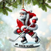 Maxcorners Custom Name Hockey Santa Ornament, Hockey Lover Christmas Gift 2D Flat LM2211