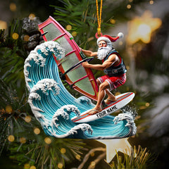 Maxcorners Surfing Santa Christmas Ornament, Personalized Ornament 2D Flat LM2211