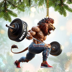 Maxcorners Custom Name Gym Work Out Santa Ornament, Gymnastics Christmas Gift1 2D Flat LM2111