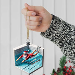 Maxcorners Swimming Santa Christmas Ornament, Personalized Ornament 2D Flat LM2211