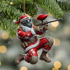 Maxcorners Custom Name Paintball Shooting Santa Ornament, Paintball Shooting Christmas Gift 2D Flat LM2111