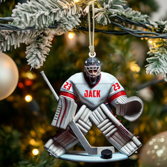 Maxcorners Hockey Goalie Christmas Ornament, Personalized Ornament 2D Flat LM2211