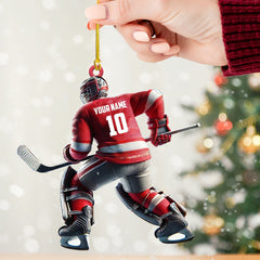 Maxcorners Hockey Player Christmas Ornament, Personalized Ornament 2D Flat LM2211