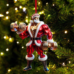 Maxcorners Custom Name Gym Work Out Santa Ornament, Gymnastics Christmas Gift87 2D Flat LM2211