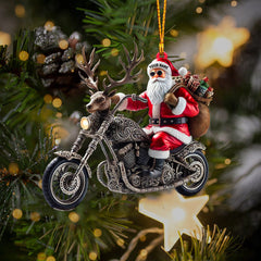 Maxcorners Moto Santa Home Decor Christmas Ornament, Personalized Ornament 2D Flat LM2211