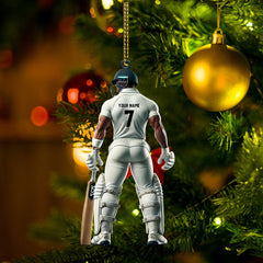 Maxcorners Cricket Ball Player Christmas Ornament, Personalized Ornaments 2D Flat LM2211