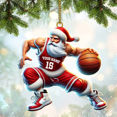 Maxcorners Custom Name Basketball Santa Ornament, Basketball Lover Christmas Gift 2D Flat LM2211
