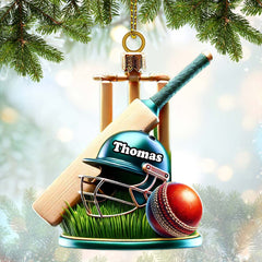 Maxcorners Custom Name Cricket Ball Ornament, Cricket Ball Lover Christmas Gift10 2D Flat LM2211