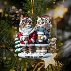 Maxcorners Couple Cats Home Decor Christmas Ornament, Personalized Ornament 2D Flat LM2211