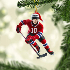 Maxcorners Hockey Christmas Home Decor Christmas Ornament, Personalized Ornament 2D Flat LM2211